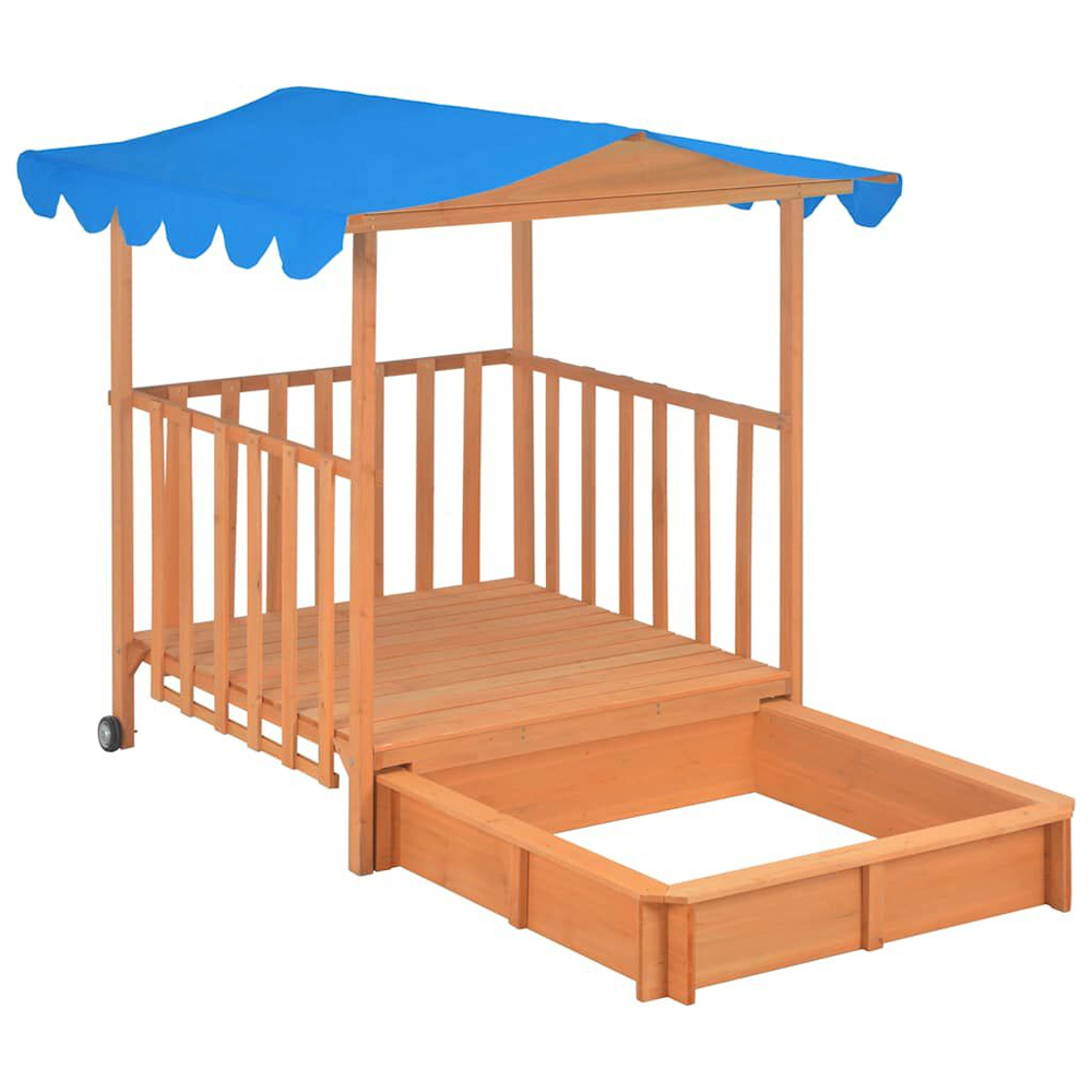 Yakima Wooden Kids Playhouse With Sandbox In Natural And Blue