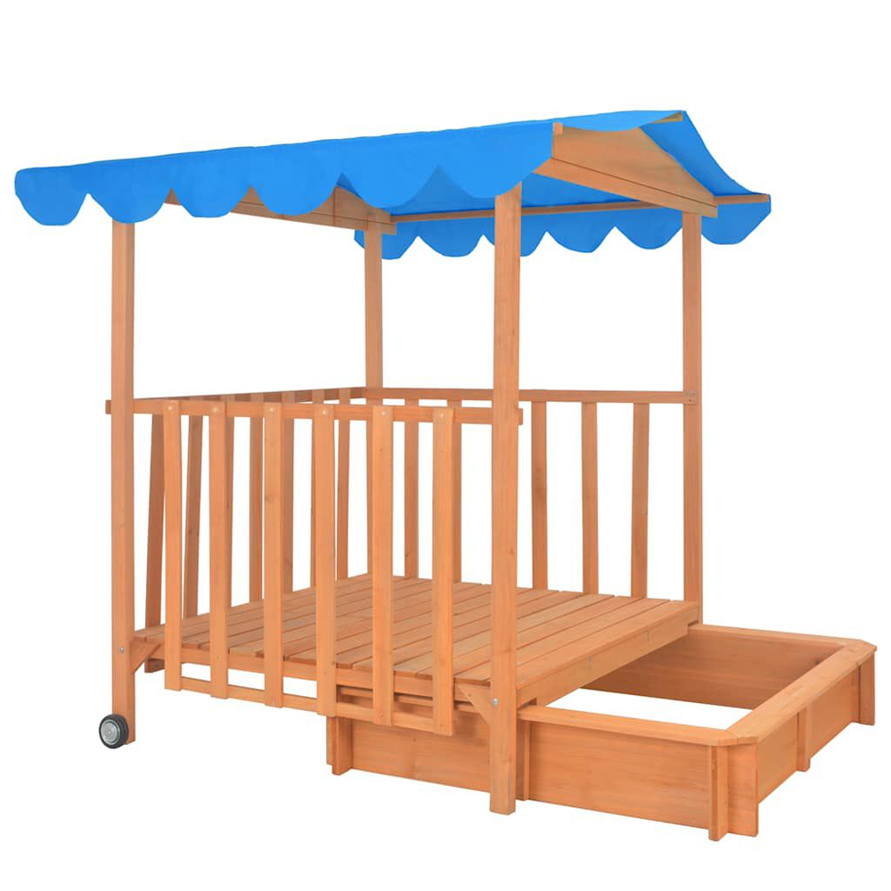 Yakima Wooden Kids Playhouse With Sandbox In Natural And Blue