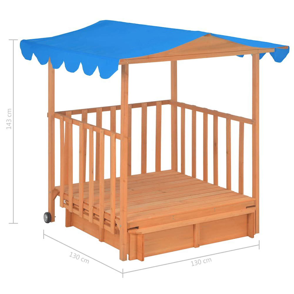 Yakima Wooden Kids Playhouse With Sandbox In Natural And Blue