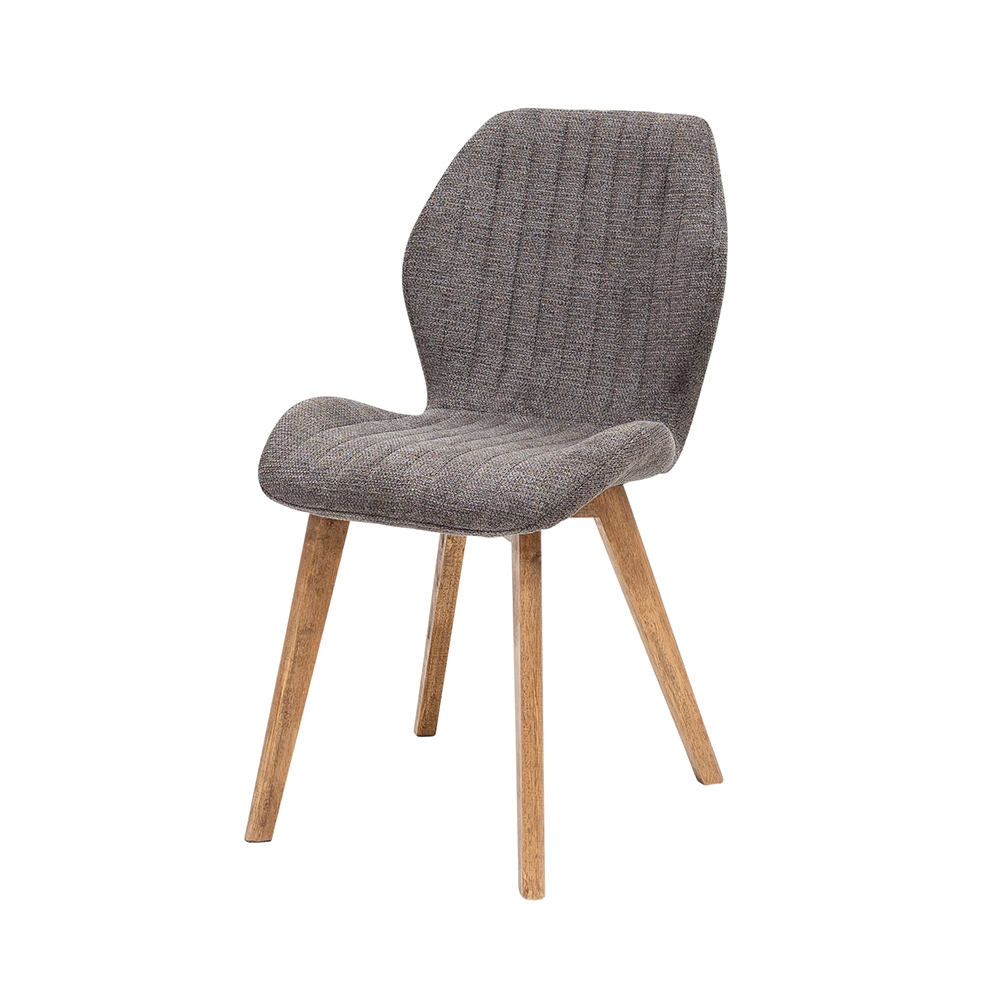 Yale Grey Fabric Dining Chairs with Oak Legs in Pair