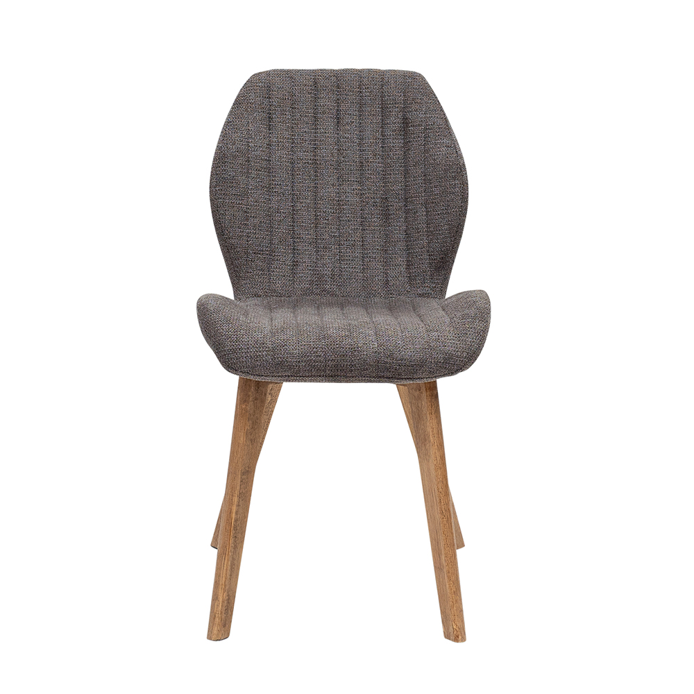 Yale Grey Fabric Dining Chairs with Oak Legs in Pair