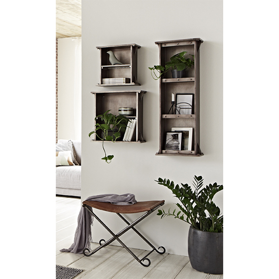 Yates Wooden 3 Shelves Wall Shelf In Anthracite