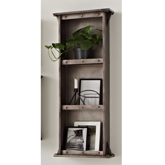 Photo of Yates wooden 3 shelves wall shelf in anthracite