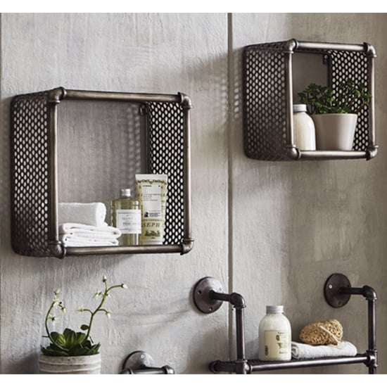 Read more about Yates square metal set of 2 wall shelves in anthracite
