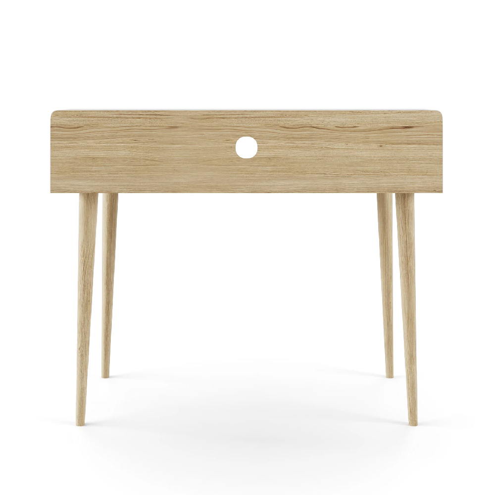 Yatton Wooden Laptop Desk With 2 Drawers In White And Oak