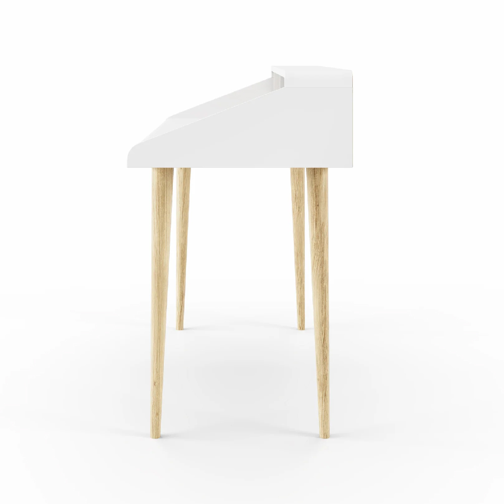 Yatton Wooden Laptop Desk With 2 Drawers In White And Oak