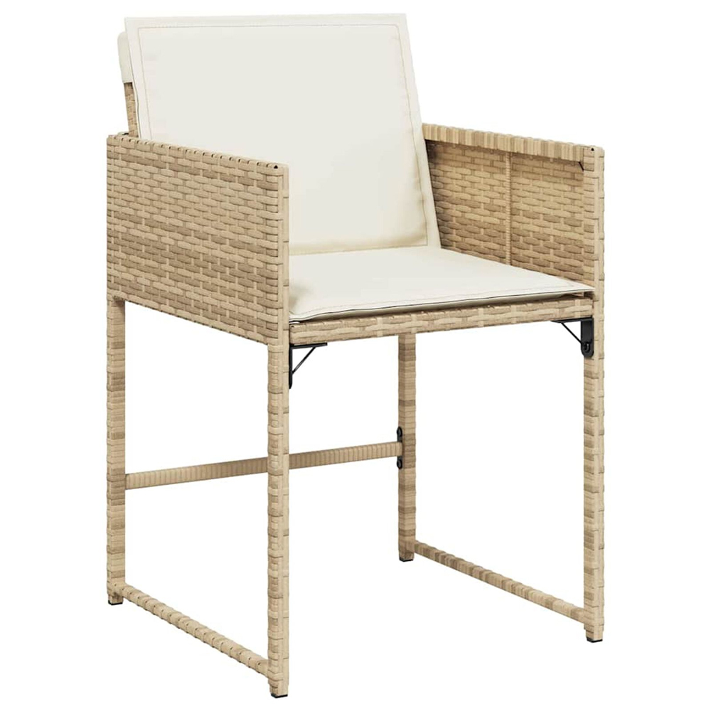 Yavion Garden Poly Rattan 80cm Dining Table with 4 Chairs in Beige