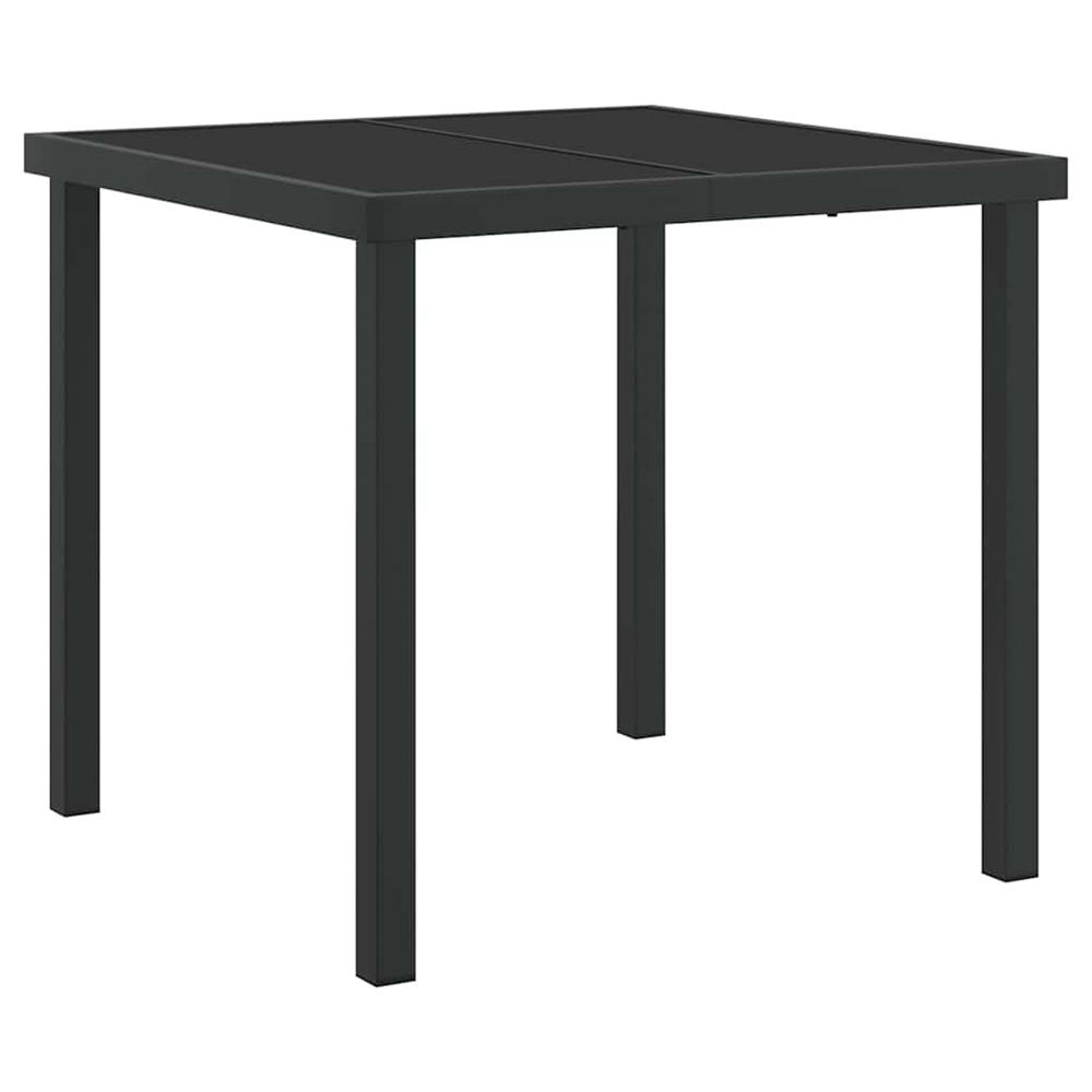 Yavion Garden Poly Rattan 80cm Dining Table with 4 Chairs in Black