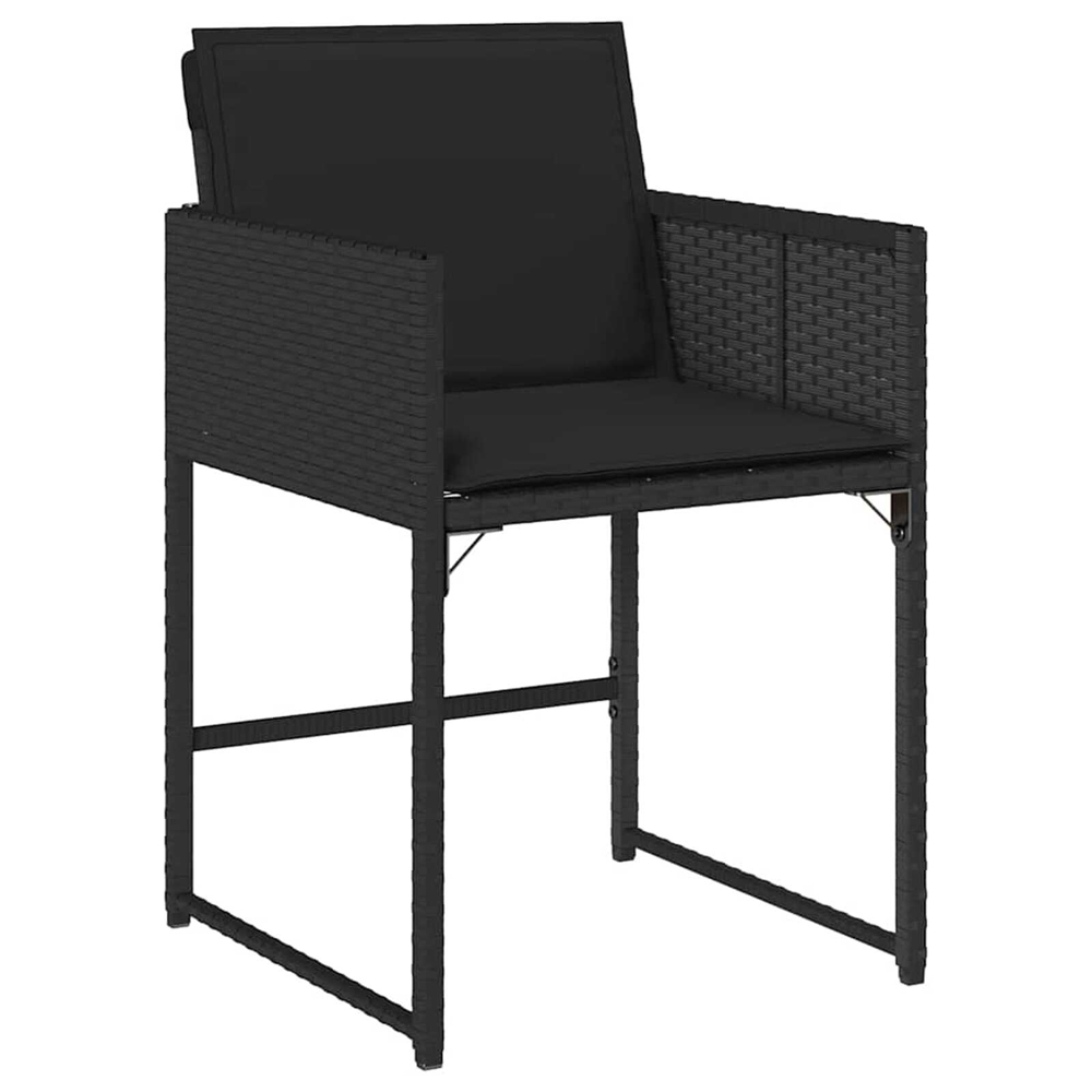 Yavion Garden Poly Rattan 80cm Dining Table with 4 Chairs in Black