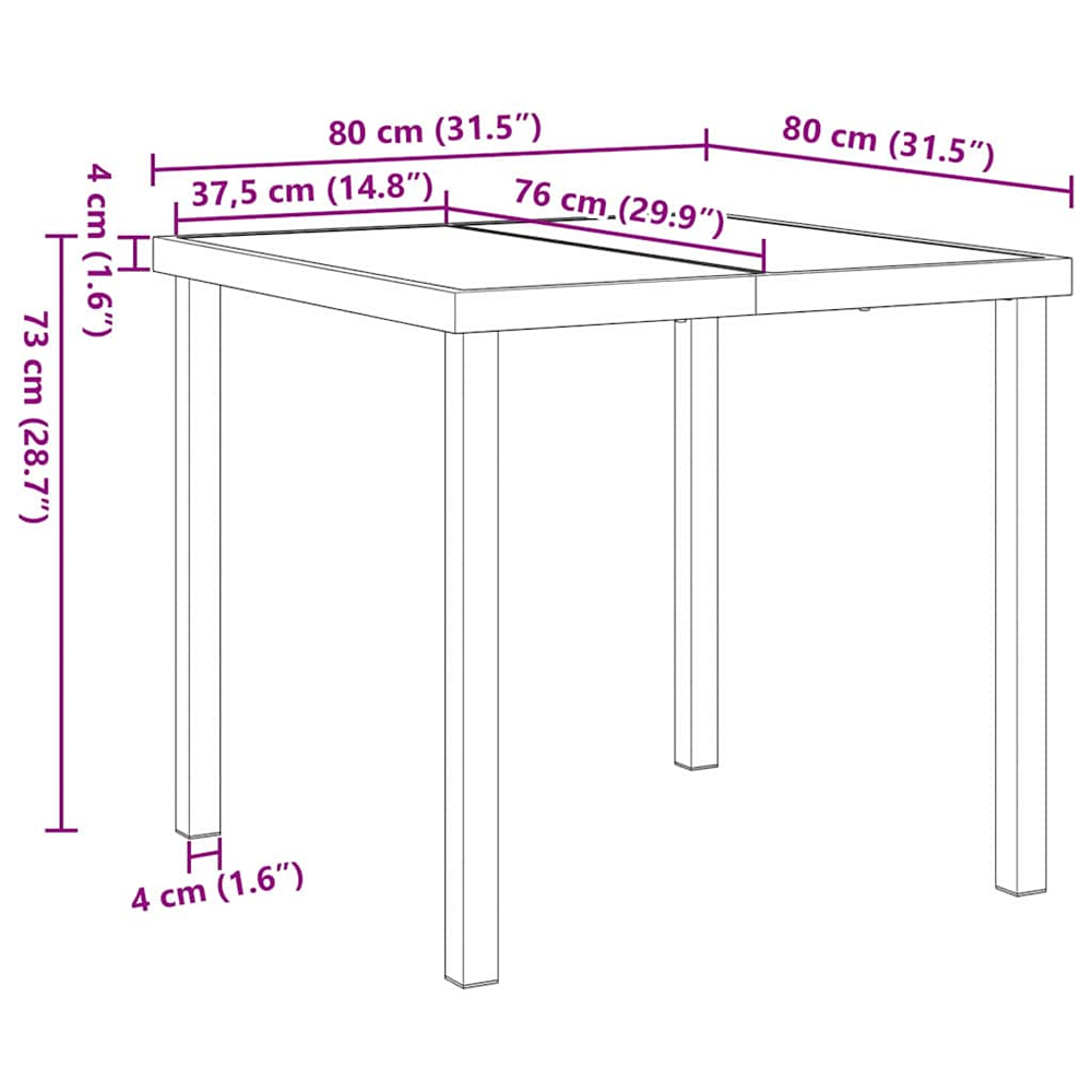 Yavion Garden Poly Rattan 80cm Dining Table with 4 Chairs in Black