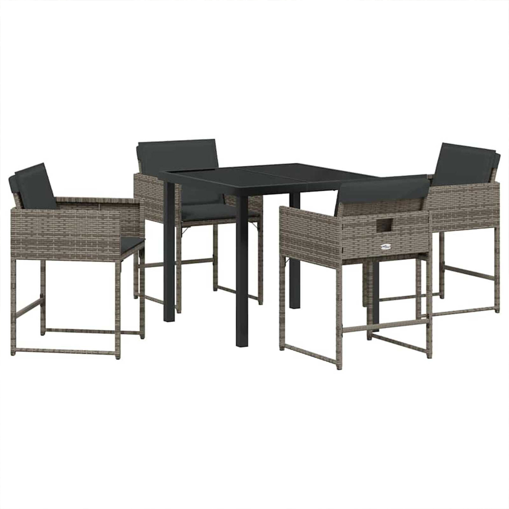 Yavion Garden Poly Rattan 80cm Dining Table with 4 Chairs in Grey