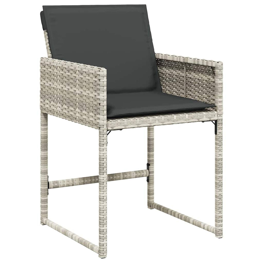 Yavion Garden Poly Rattan 80cm Dining Table with 4 Chairs in Light Grey