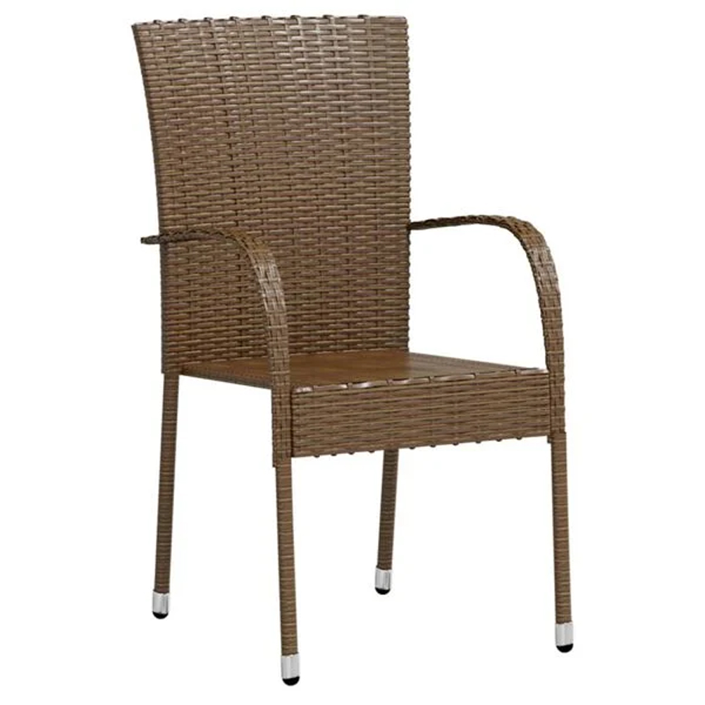 Yaviso Garden Poly Rattan Dining Table with 2 Chairs in Brown