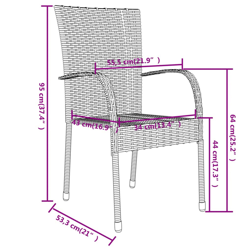 Yaviso Garden Poly Rattan Dining Table with 2 Chairs in Brown