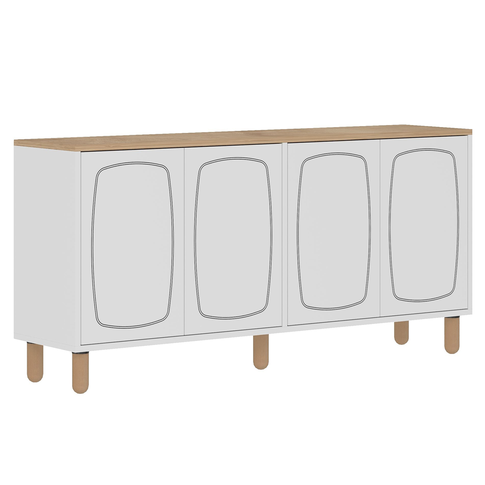 Yekta Wooden Sideboard with 4 Doors in Sapphire Oak and White