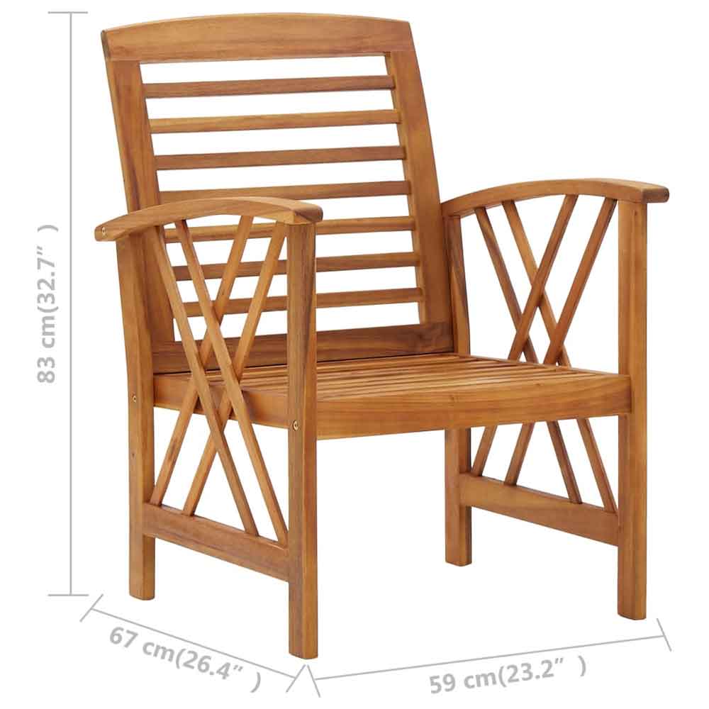 Yerivo Garden Acacia Wood Lounge Set with 4 Amrchairs in Brown