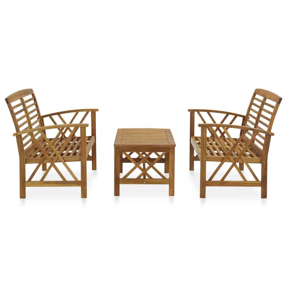 Yerivo Garden Acacia Wood Lounge Set in Brown