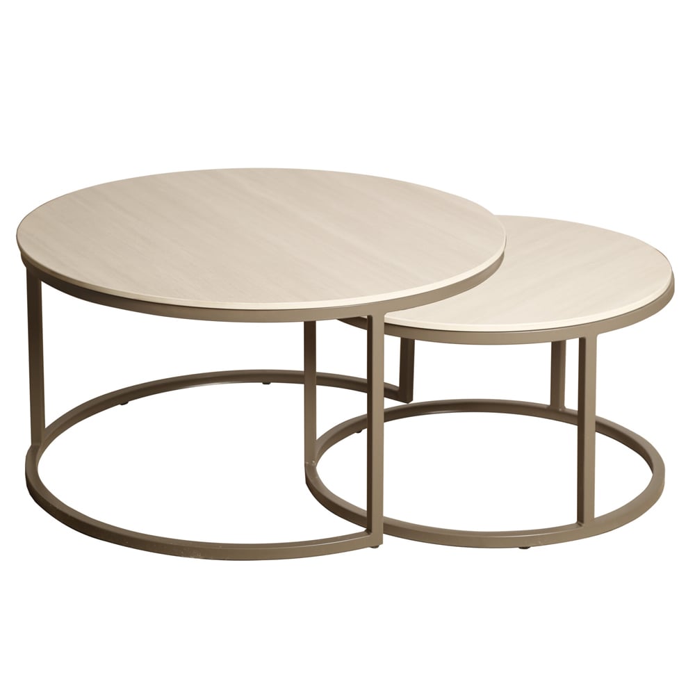 Yetis Ceramic Round Nesting Coffee Tables In Matt Latte