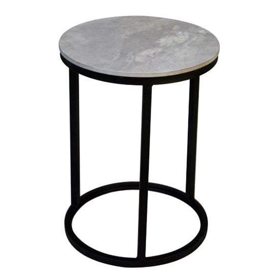 Yetty Ceramic Top End Table Round In Ruibei Grey