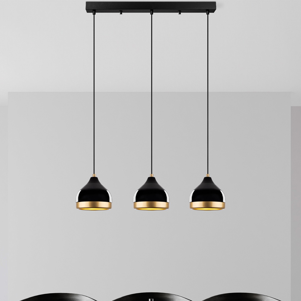 Yildo 3 Light Metal Ceiling Pendant Light in Black