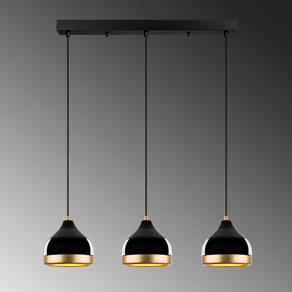 Yildo 3 Light Metal Ceiling Pendant Light in Black