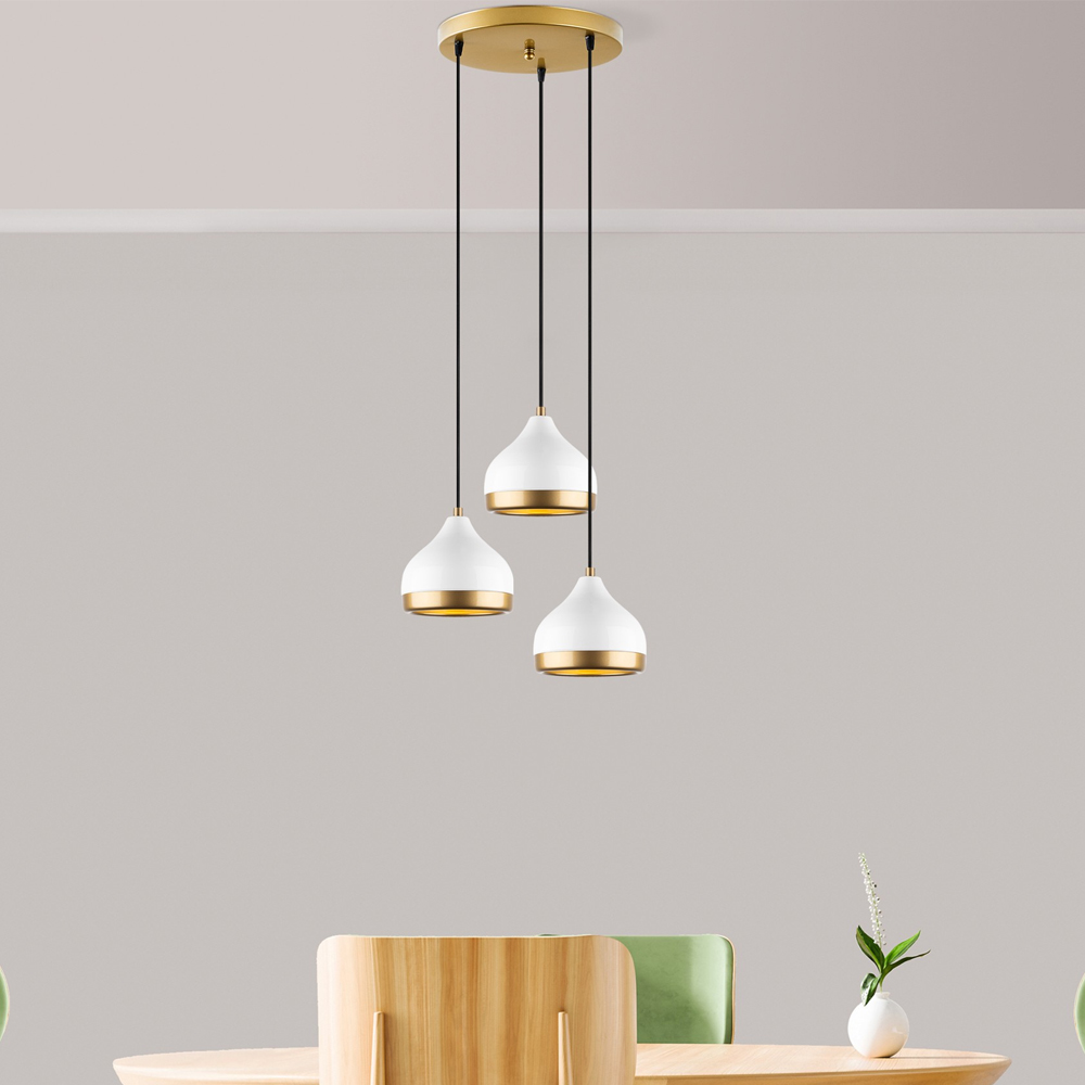 Yildo 3 Light Metal Drop Ceiling Pendant Light in White