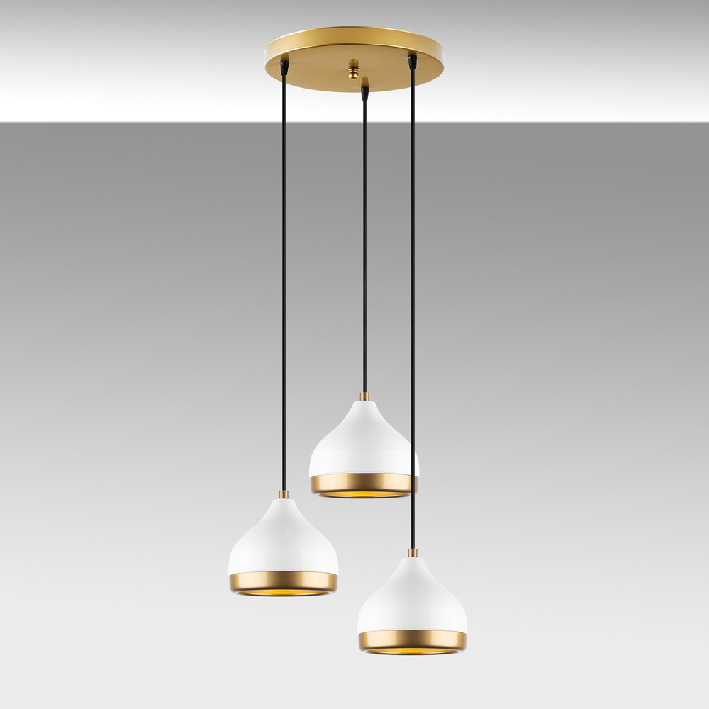Yildo 3 Light Metal Drop Ceiling Pendant Light in White