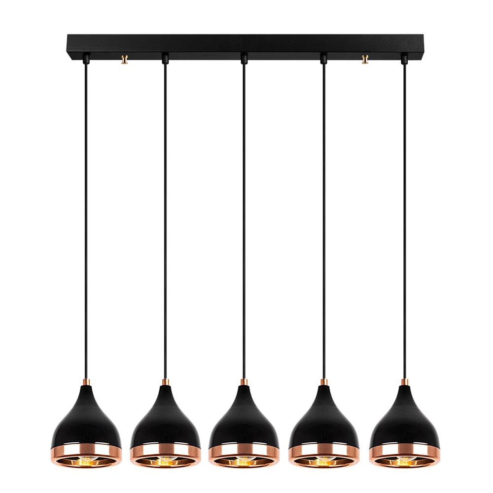 Yildo 5 Light Metal Ceiling Pendant Light in Black and Copper