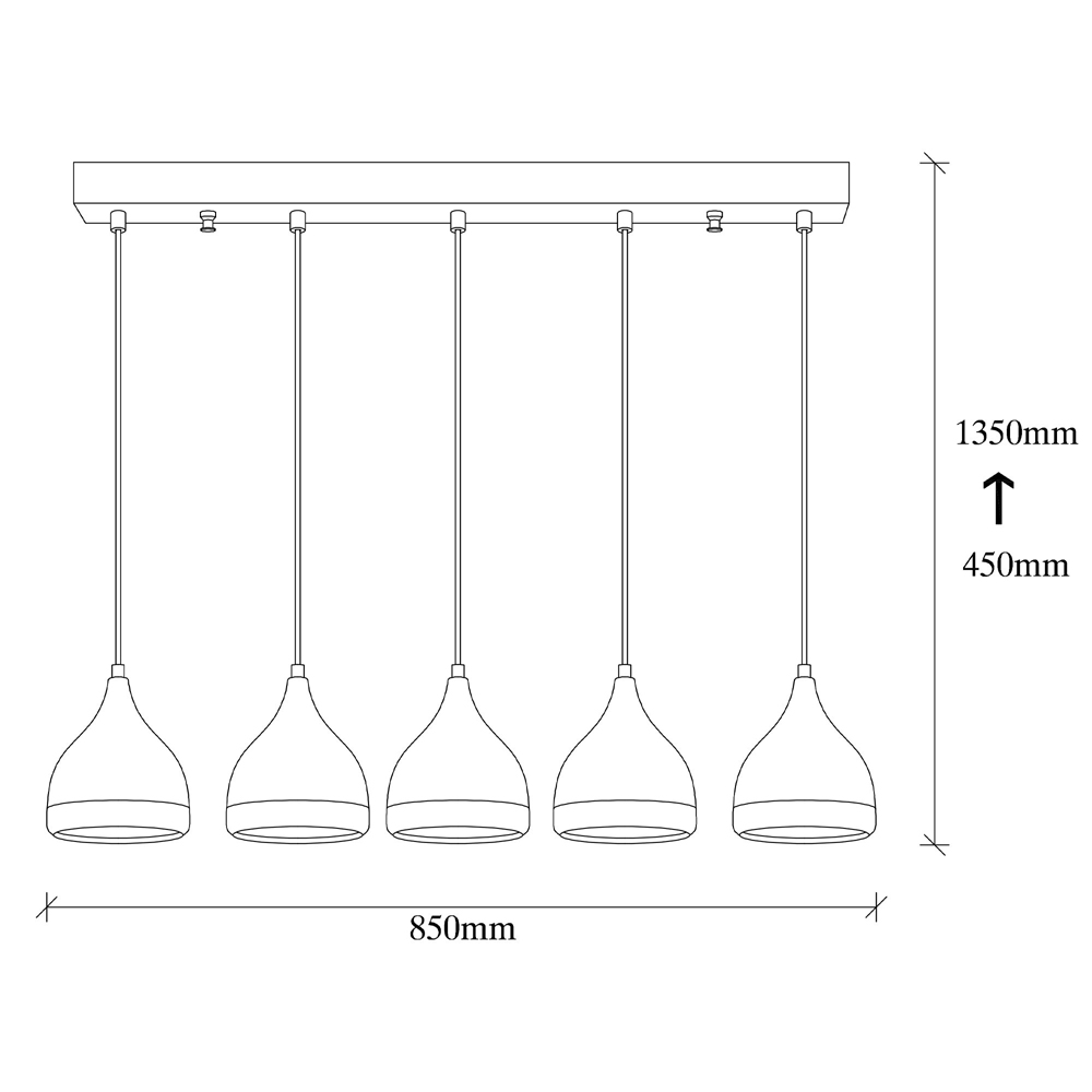 Yildo 5 Light Metal Ceiling Pendant Light in Black and Copper