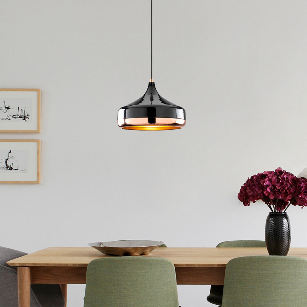 Yildo Large Metal Ceiling Pendant Light in Black and Copper