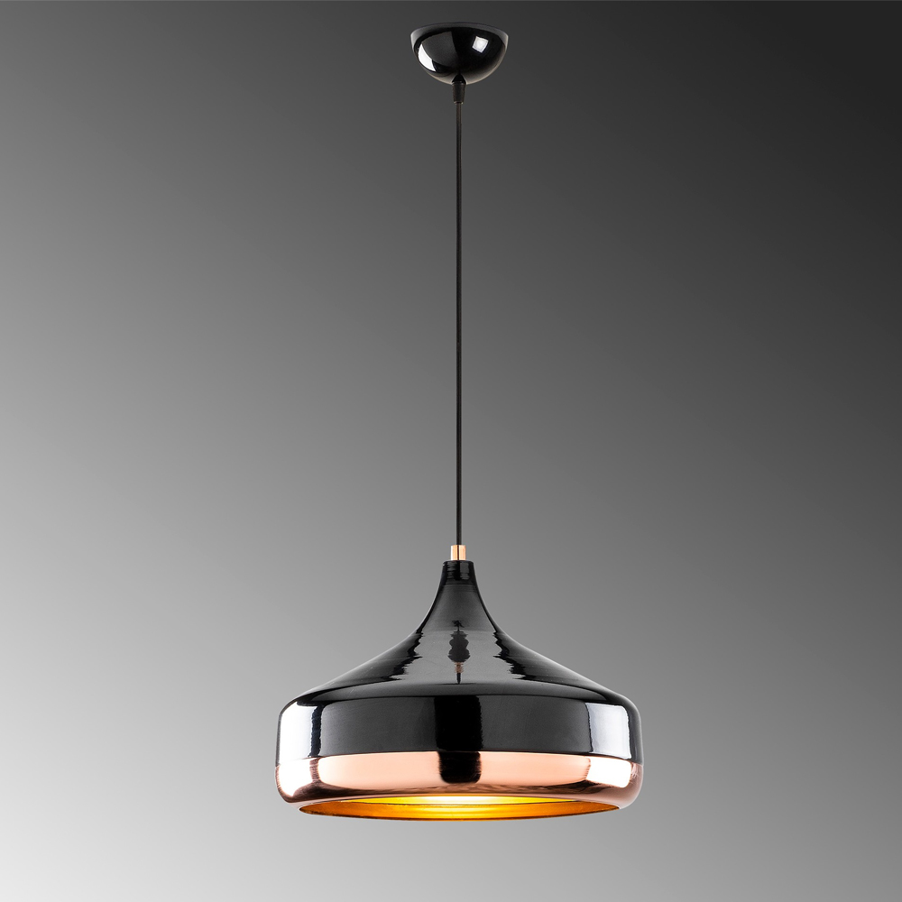 Yildo Large Metal Ceiling Pendant Light in Black and Copper