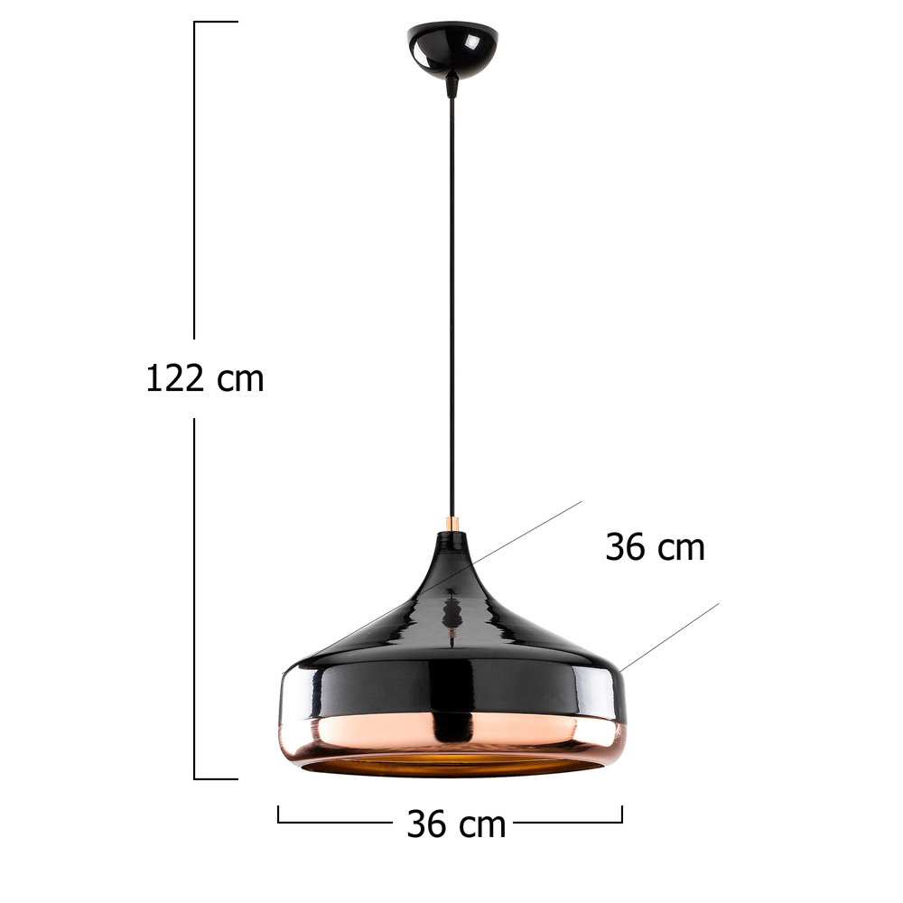 Yildo Large Metal Ceiling Pendant Light in Black and Copper