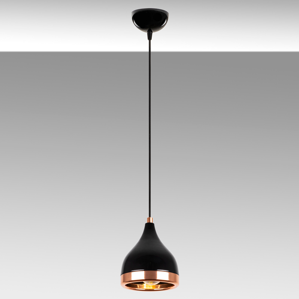 Yildo Metal Ceiling Pendant Light in Black and Copper