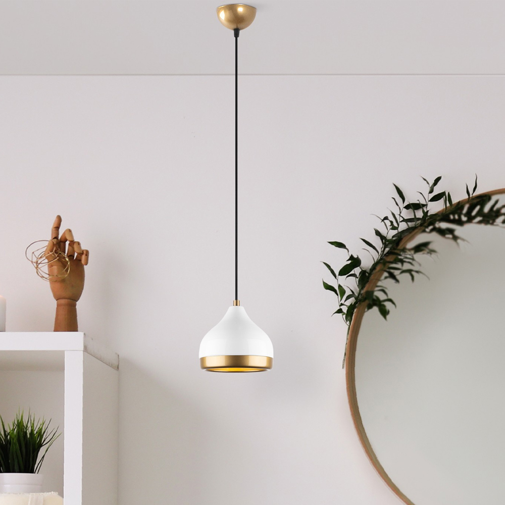 Yildo Metal Ceiling Pendant Light in White and Gold