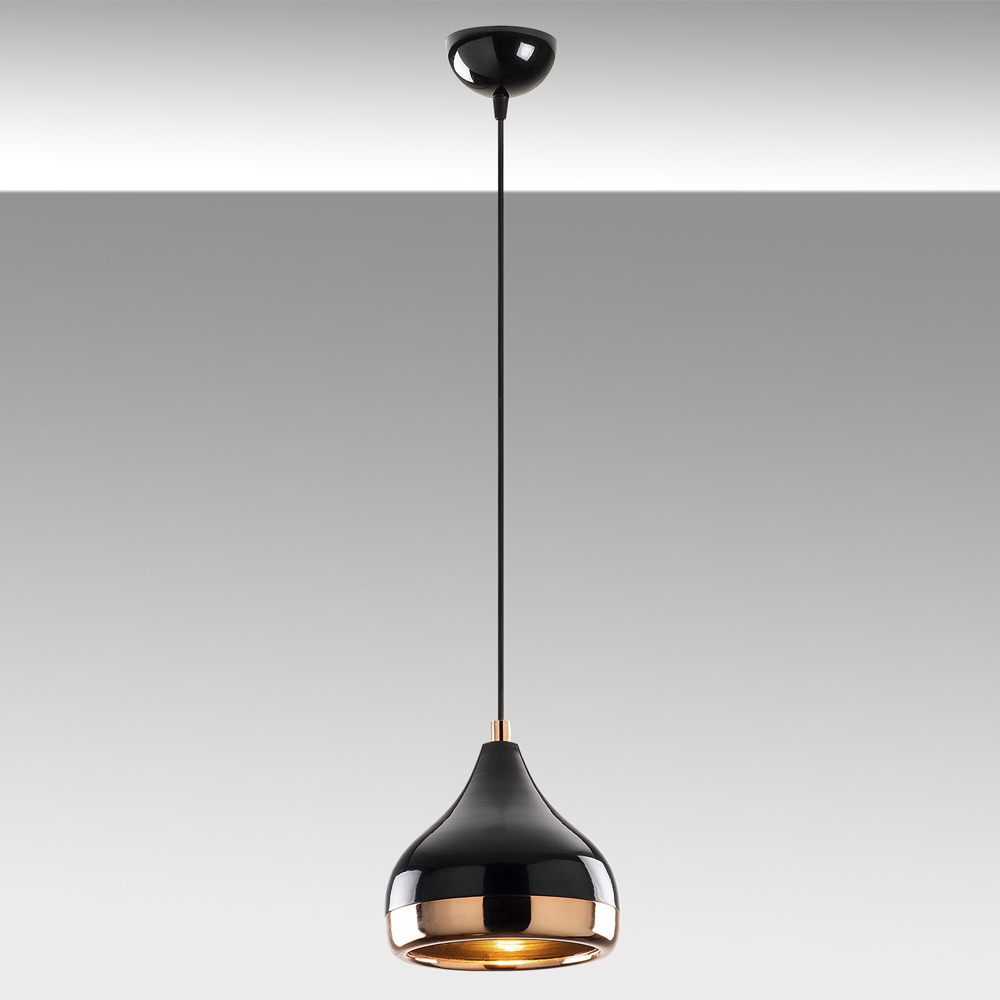 Yildo Small Metal Ceiling Pendant Light in Black and Copper