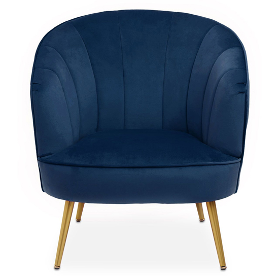 Photo of Yolinda upholstered velvet armchair in midnight blue