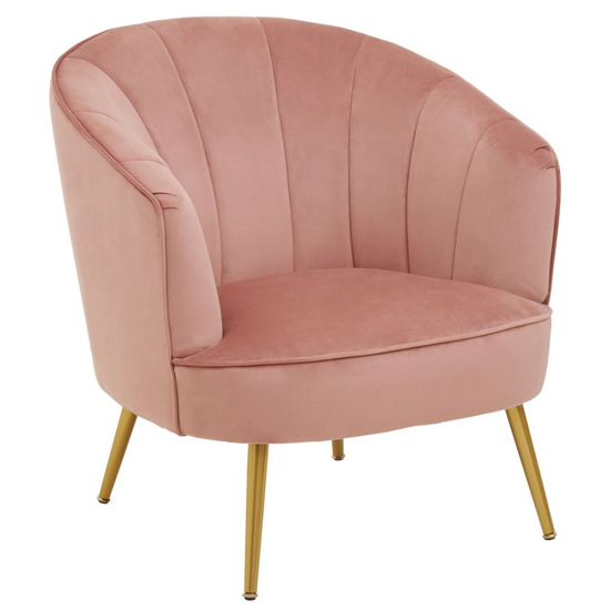 Yolinda Upholstered Velvet Armchair In Pink_2