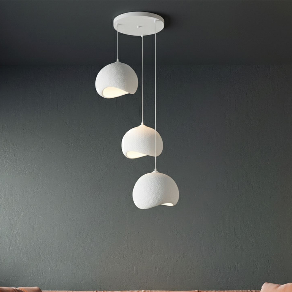 Yontu 2 Light Metal Drop Ceiling Pendant Light in White