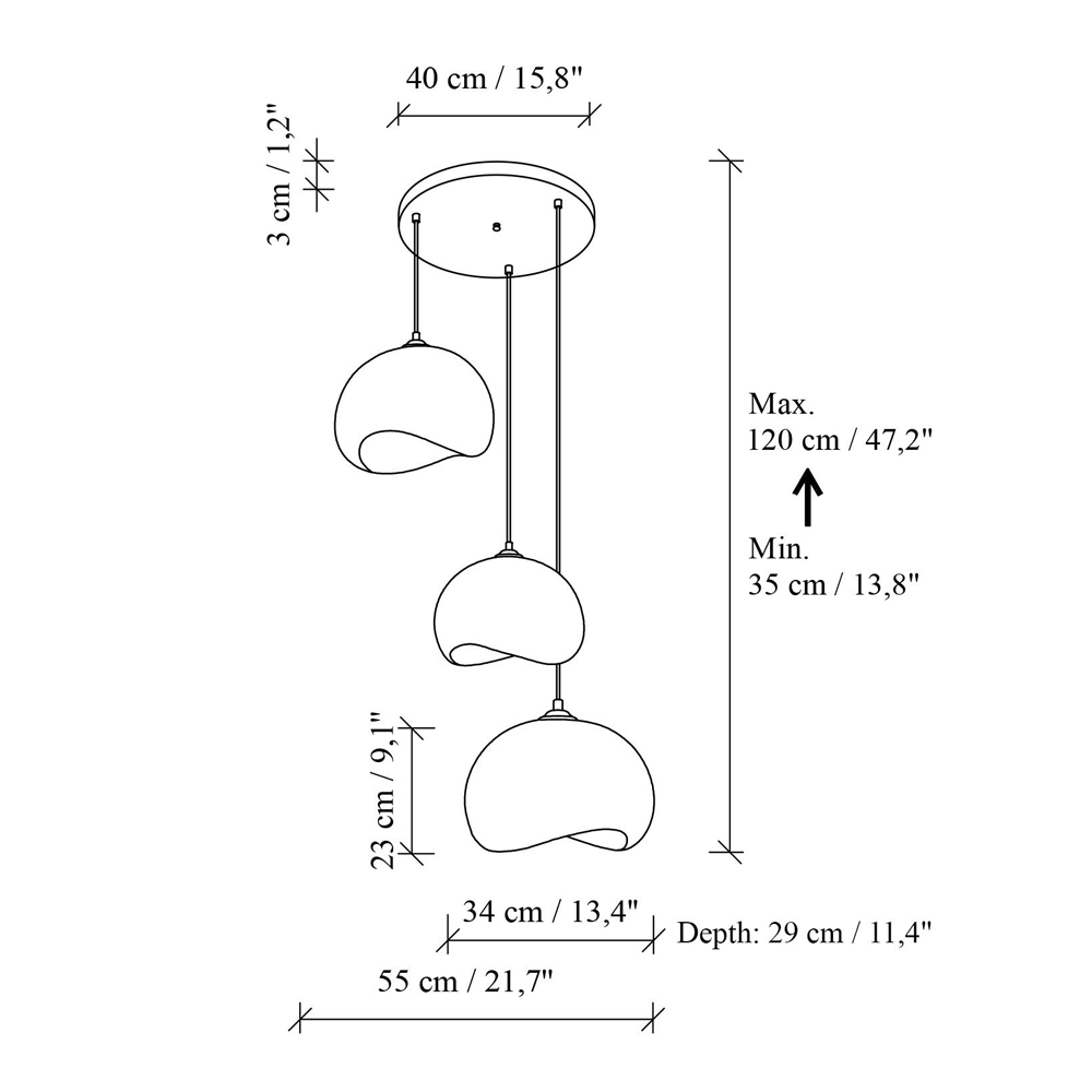 Yontu 2 Light Metal Drop Ceiling Pendant Light in White