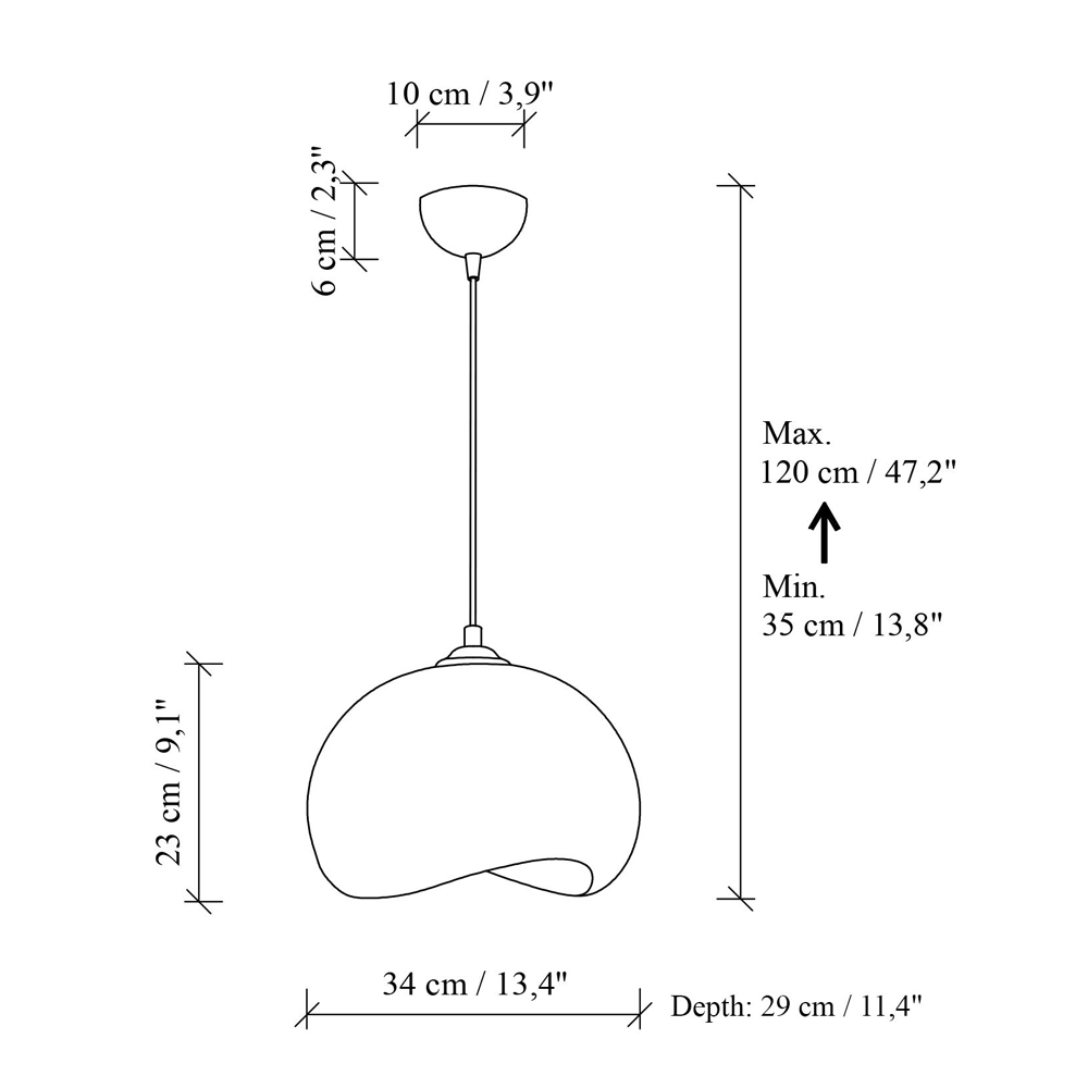 Yontu Metal Ceiling Pendant Light in White and Black