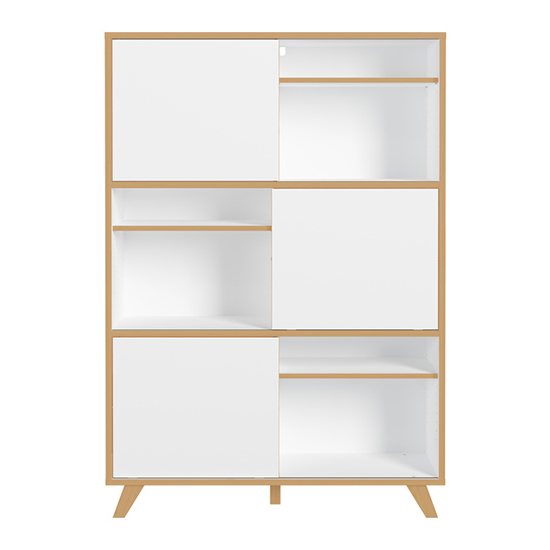 Yorba Wooden Office Shelving Unit In White And Navarra Oak_2