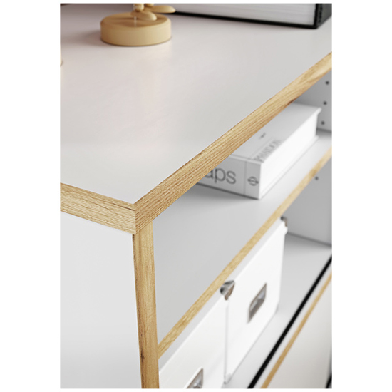 Yorba Wooden Office Shelving Unit In White And Navarra Oak_3