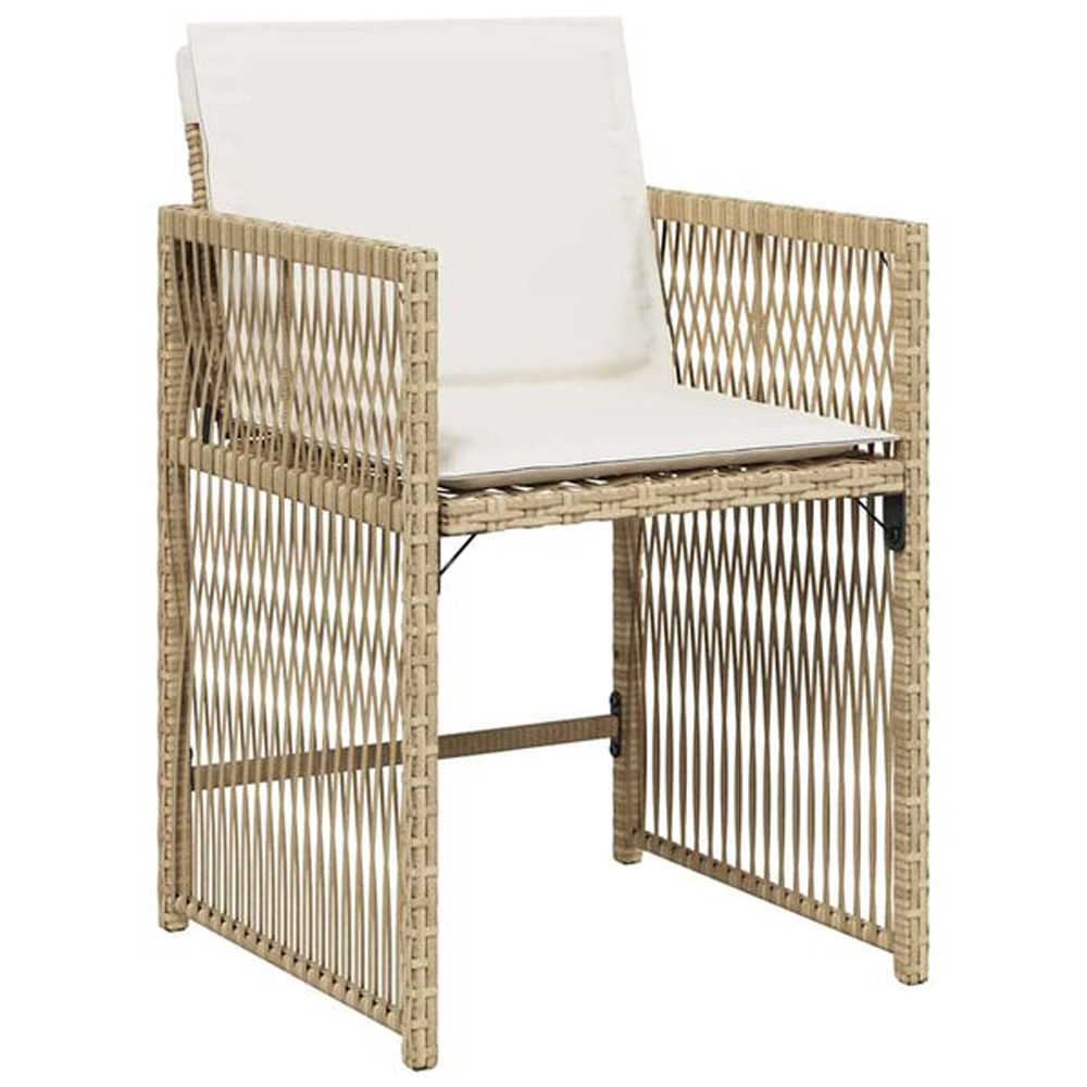Yorex Garden Poly Rattan 80cm Dining Table with 4 Chairs in Beige