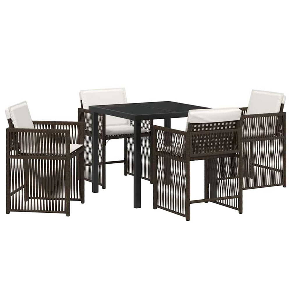 Yorex Garden Poly Rattan 80cm Dining Table with 4 Chairs in Brown