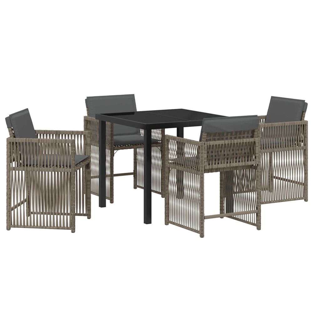 Yorex Garden Poly Rattan 80cm Dining Table with 4 Chairs in Grey