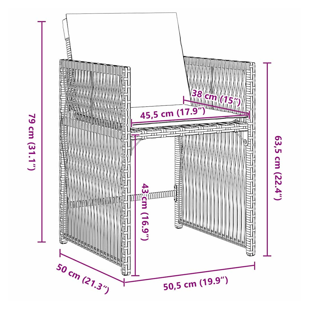 Yorex Garden Poly Rattan 80cm Dining Table with 4 Chairs in Grey