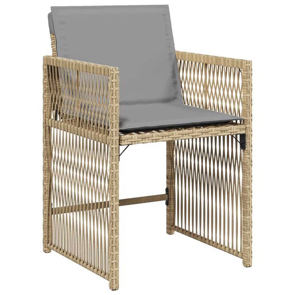 Yorex Garden Poly Rattan 80cm Dining Table with 4 Chairs in Mix Beige