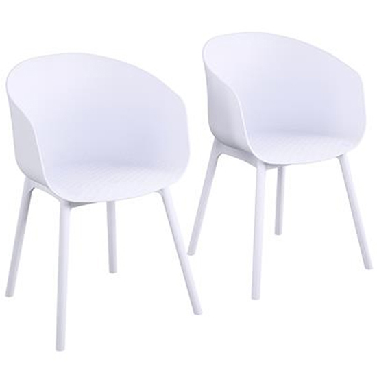 York Outdoor White Resin Dining Chairs In Pair