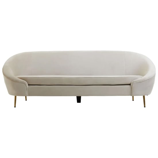 Product photograph of York Velvet 3 Seater Sofa In Beige With Gold Metal Legs from Furniture in Fashion