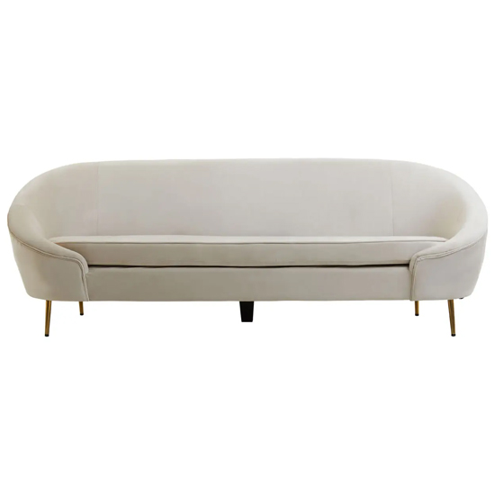 Product photograph of York Velvet 3 Seater Sofa In Beige With Gold Metal Legs from Furniture in Fashion